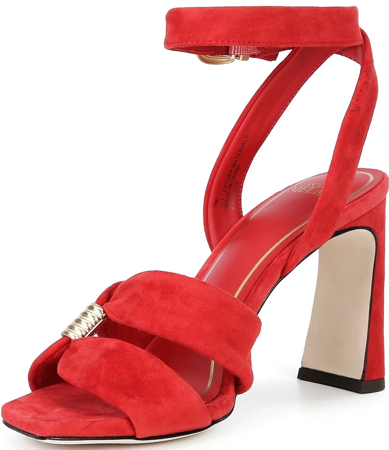 Antonio Melani Noble Suede Ornamented Ankle Strap Dress Sandals