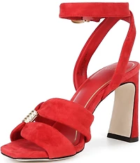 Antonio Melani Noble Suede Ornamented Ankle Strap Dress Sandals
