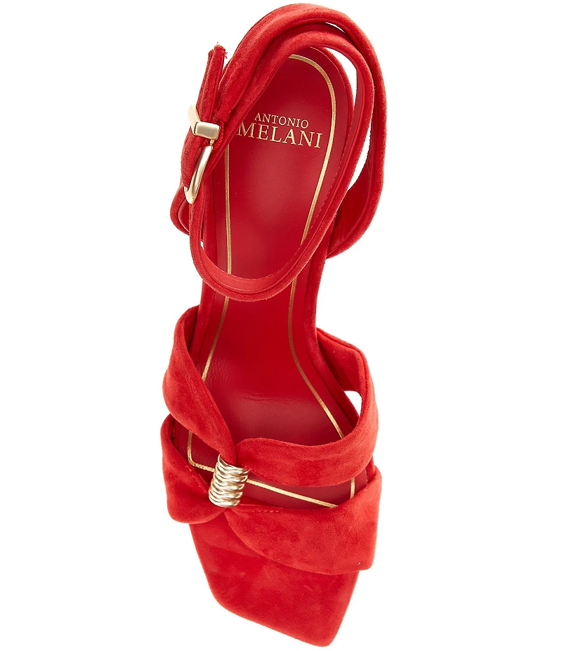 Antonio Melani Noble Suede Ornamented Ankle Strap Dress Sandals