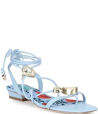 Antonio Melani Nova Leather Ornamented Strappy Flat Sandals