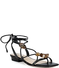 Antonio Melani Nova Leather Ornamented Strappy Flat Sandals