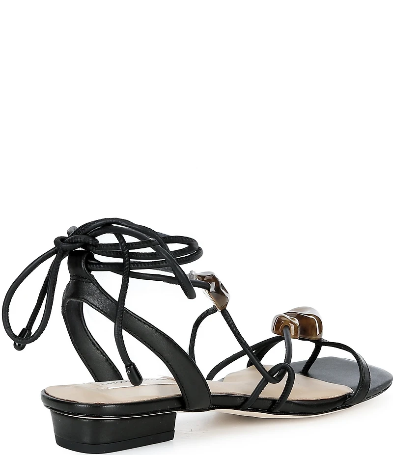 Antonio Melani Nova Leather Ornamented Strappy Flat Sandals