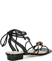 Antonio Melani Nova Leather Ornamented Strappy Flat Sandals