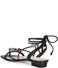 Antonio Melani Nova Leather Ornamented Strappy Flat Sandals