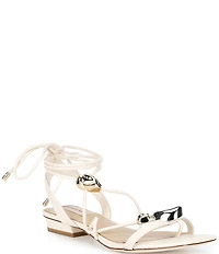 Antonio Melani Nova Leather Ornamented Strappy Flat Sandals