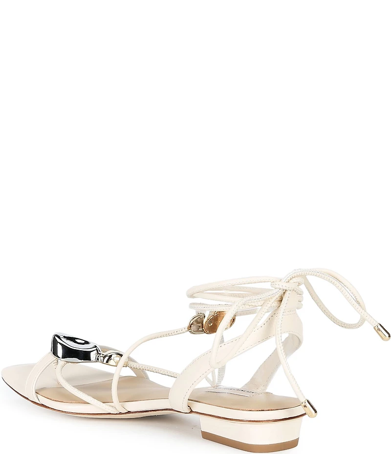 Antonio Melani Nova Leather Ornamented Strappy Flat Sandals