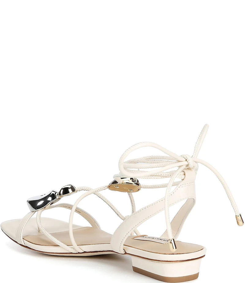 Antonio Melani Nova Leather Ornamented Strappy Flat Sandals