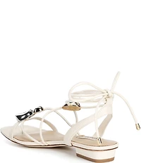 Antonio Melani Nova Leather Ornamented Strappy Flat Sandals