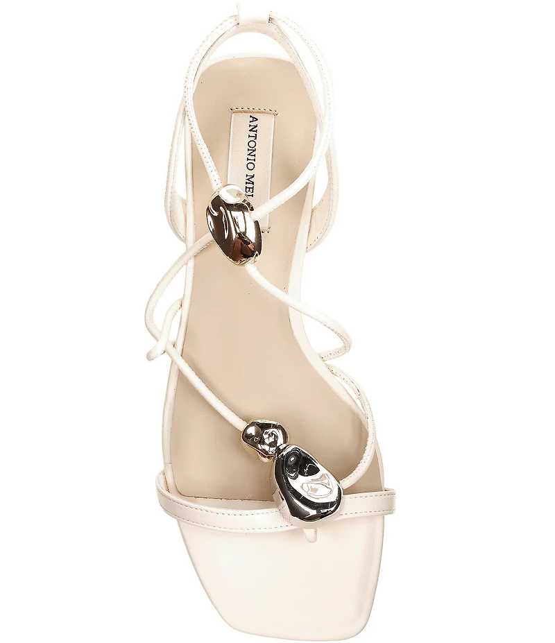 Antonio Melani Nova Leather Ornamented Strappy Flat Sandals