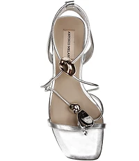 Antonio Melani Nova Metallic Leather Ornamented Strappy Flat Sandals