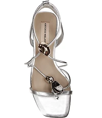 Antonio Melani Nova Metallic Leather Ornamented Strappy Flat Sandals