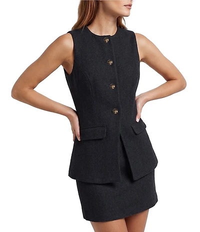 Antonio Melani Octavia Wool Blend Sleeveless Button Front Vest
