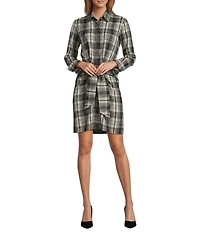 Antonio Melani Odessa Button Front Long Sleeve Collared Neck Tie Front Shirt Dress