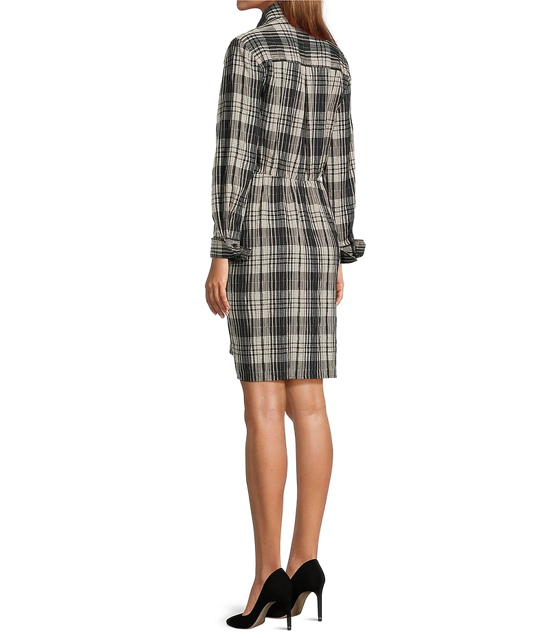 Antonio Melani Odessa Button Front Long Sleeve Collared Neck Tie Front Shirt Dress