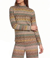 Antonio Melani Opal Crochet Wave Turtleneck Long Sleeve Coordinating Top