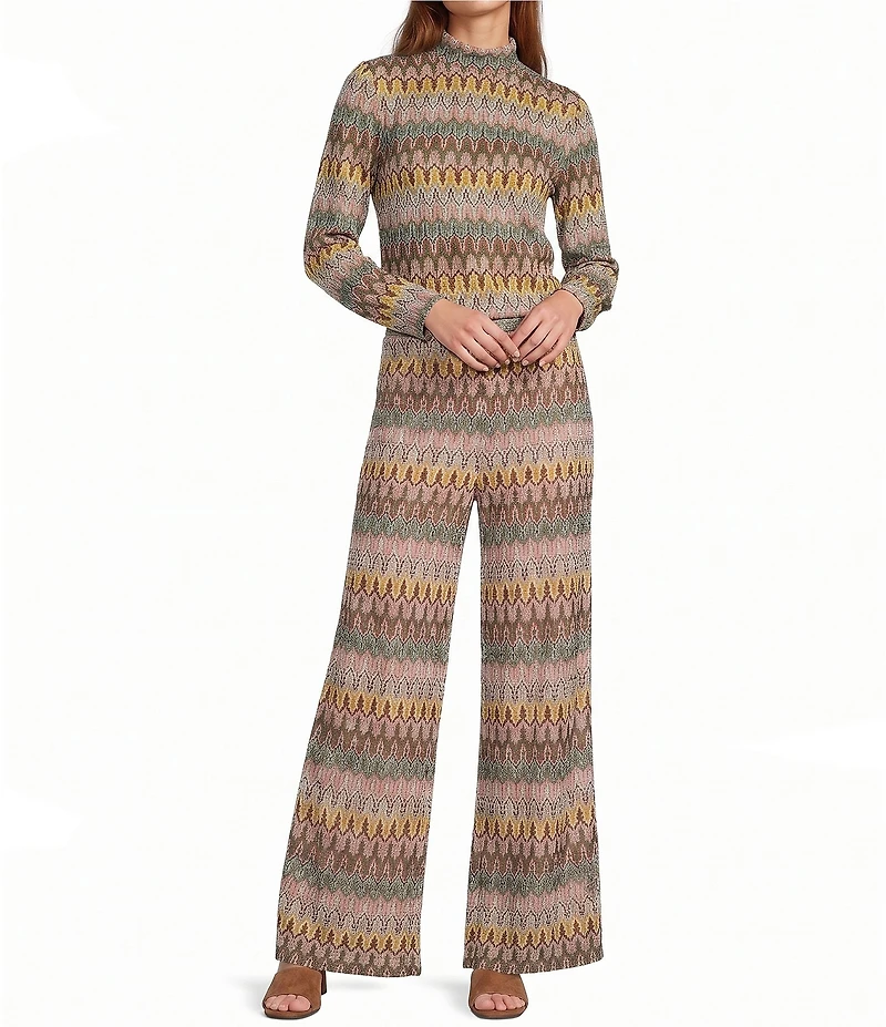 Antonio Melani Opal Crochet Wave Turtleneck Long Sleeve Coordinating Top