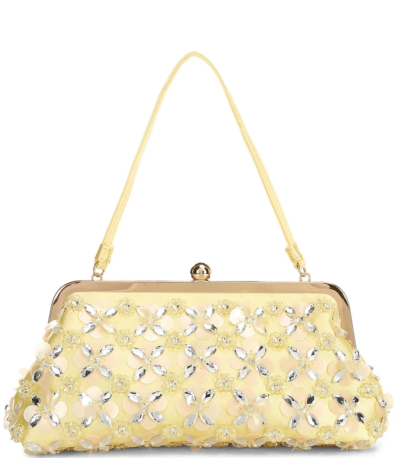 Antonio Melani Opal Crystal Beaded Kisslock Shoulder Frame Top Handle Bag
