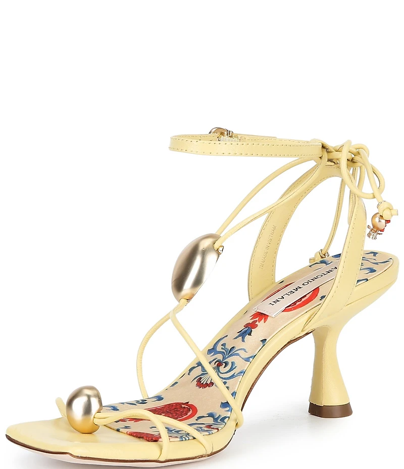 Antonio Melani Oriana Leather Ornamented Strappy Dress Sandals