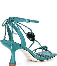 Antonio Melani Oriana Leather Marbled Ornamented Strappy Dress Sandals