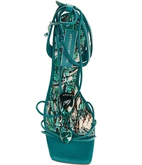 Antonio Melani Oriana Leather Marbled Ornamented Strappy Dress Sandals