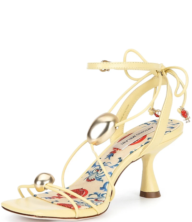 Antonio Melani Oriana Leather Ornamented Strappy Dress Sandals