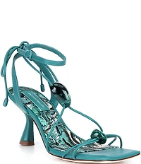 Antonio Melani Oriana Leather Marbled Ornamented Strappy Dress Sandals