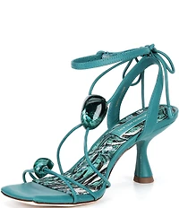 Antonio Melani Oriana Leather Marbled Ornamented Strappy Dress Sandals