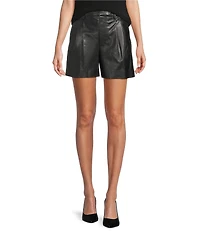 Antonio Melani Palmer Genuine Leather Pleated High Rise Shorts