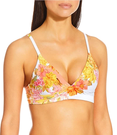 Antonio Melani Patchwork Floral Longline Bralette Swim Top