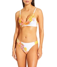 Antonio Melani Patchwork Floral Longline Bralette Swim Top