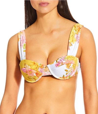 Antonio Melani Patchwork Floral Tripunto Underwire Bralette Swim Top