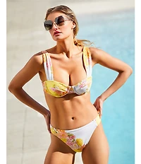 Antonio Melani Patchwork Floral Tripunto Underwire Bralette Swim Top