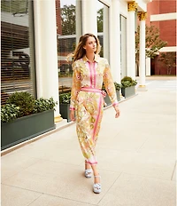 Antonio Melani Polina Printed Satin Point Collar Long Sleeve Button Down Blouse