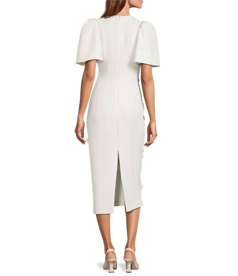 Antonio Melani Polly Floral Applique Jewel Neckline Short Sleeve Dress