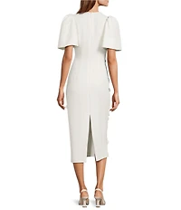 Antonio Melani Polly Floral Applique Jewel Neckline Short Sleeve Dress