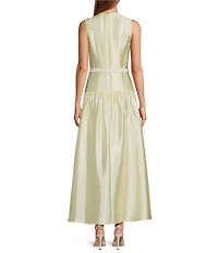 Antonio Melani Presley Dupioni Jewel Neck Strapless Belted Drop Waist A-Line Flounce Maxi Dress