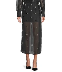 Antonio Melani Priscilla Coordinating Sheer Jeweled Organza Midi Skirt