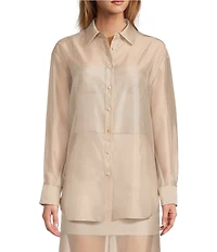 Antonio Melani Priscilla Organza Sheer Long Sleeve Button Front Blouse