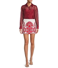 Antonio Melani Priscilla Organza Sheer Long Sleeve Button Front Blouse