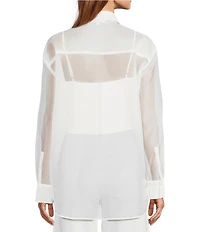Antonio Melani Priscilla Organza Sheer Long Sleeve Button Front Blouse