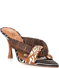 Antonio Melani Prisella Abstract Print Twisted Knot Detail Dress Slide Sandals