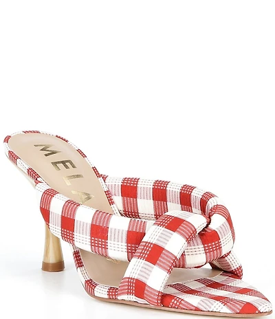 Antonio Melani Prisella Gingham Twisted Knot Detail Dress Slide Sandals