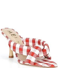Antonio Melani Prisella Gingham Twisted Knot Detail Dress Slide Sandals