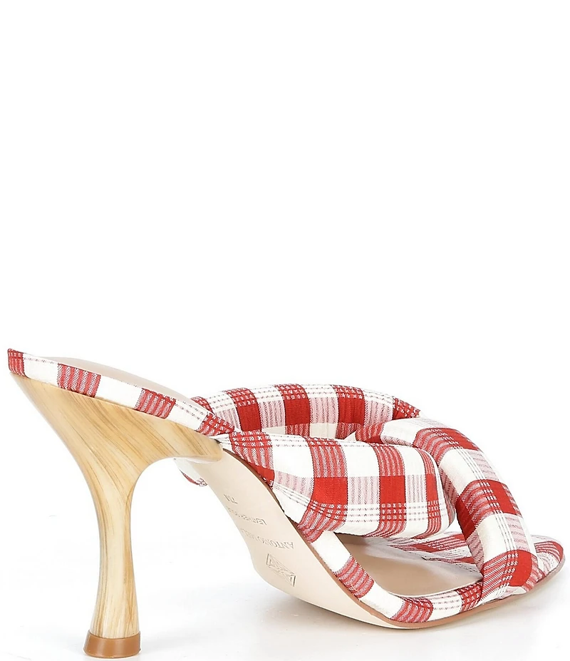 Antonio Melani Prisella Gingham Twisted Knot Detail Dress Slide Sandals