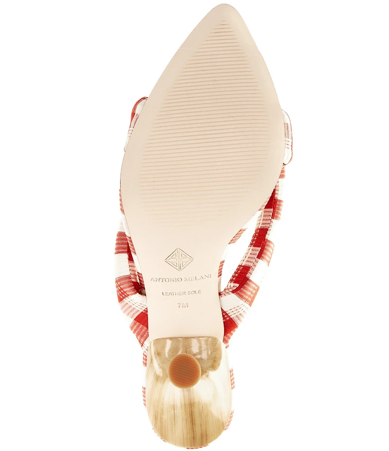 Antonio Melani Prisella Gingham Twisted Knot Detail Dress Slide Sandals