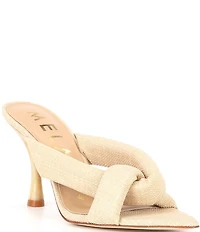 Antonio Melani Prisella Linen Twisted Knot Detail Dress Slide Sandals