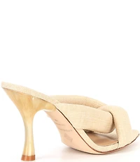 Antonio Melani Prisella Linen Twisted Knot Detail Dress Slide Sandals