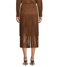 Antonio Melani Rae Faux Suede Fringe Midi Pencil Skirt