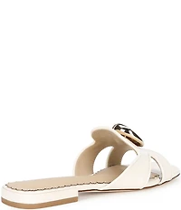 Antonio Melani Ramie Lizard Print Leather Ornamented Flat Sandals