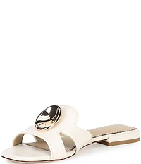 Antonio Melani Ramie Lizard Print Leather Ornamented Flat Sandals